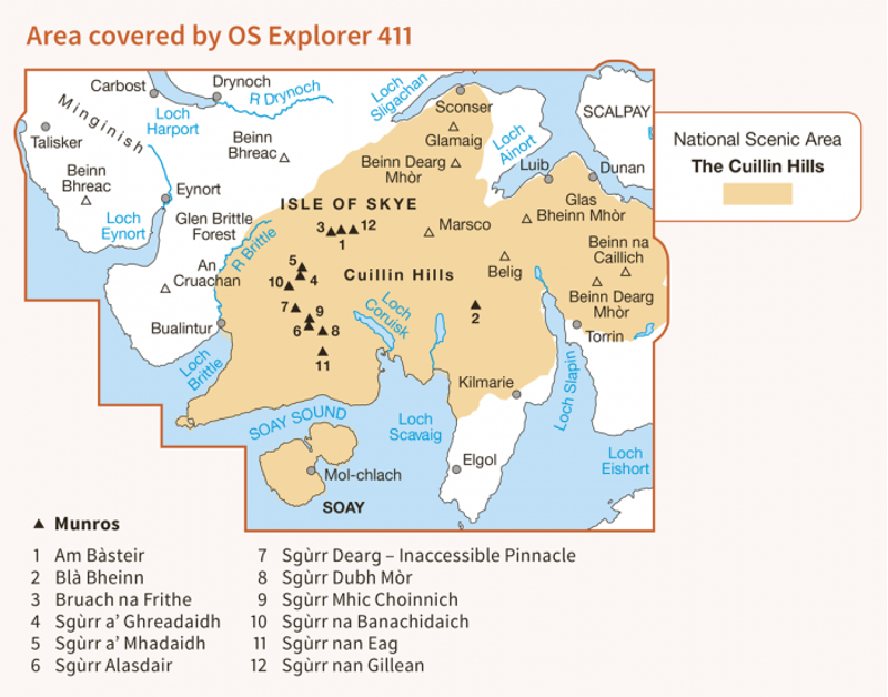 OS Explorer Map 411 - Skye - Cuillin Hills - Soay-2